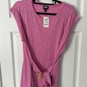INC International Concepts Pink Knot-Front Short Sleeve Tunic
